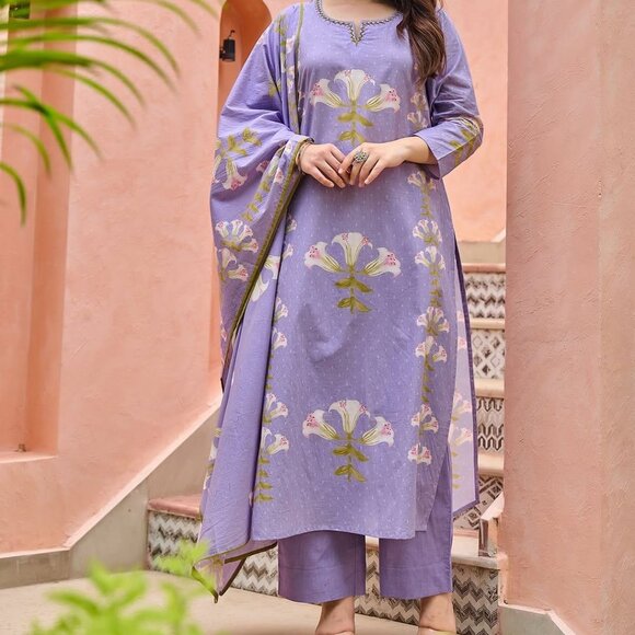 COTTON KURTA SET - Picture 1 of 7